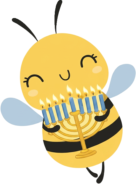 The Matilda Bee, holding a menorah
